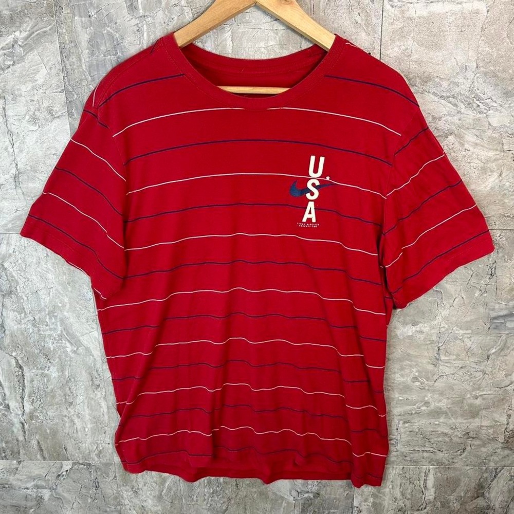 USA Nike red and blue striped cotton t-shirt Men's XL‎ #stripes